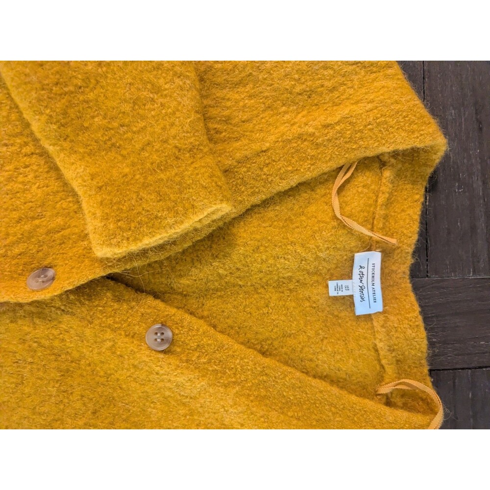 STOCKHOLM ATELIER & OTHER STORIES Women's Yellow Wool-Blend V-Neck Cardigan SZ S - Picture 4 of 6